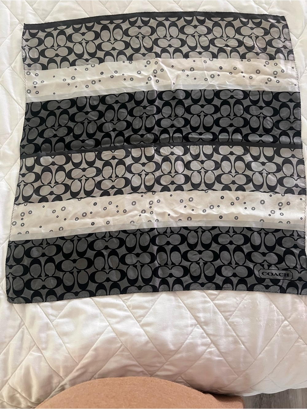COACH Black, Gray & Cream Signature Square Scarf